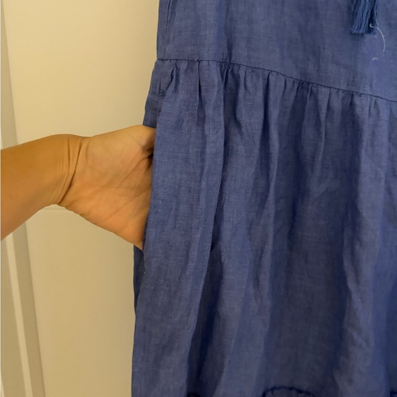 J McLaughlin Christa 100% Linen Cornflower Blue Dress - Picture 5 of 7